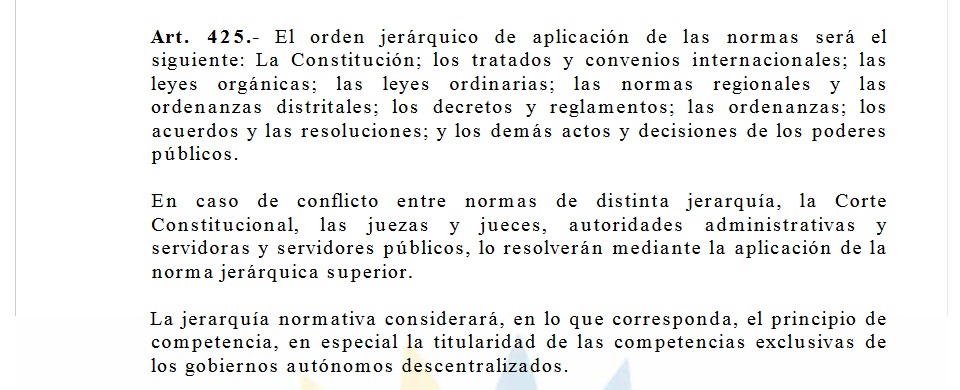 Art425 primacía de la Constitución